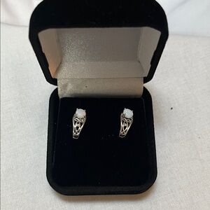 Elegant Silver Opal Earrings